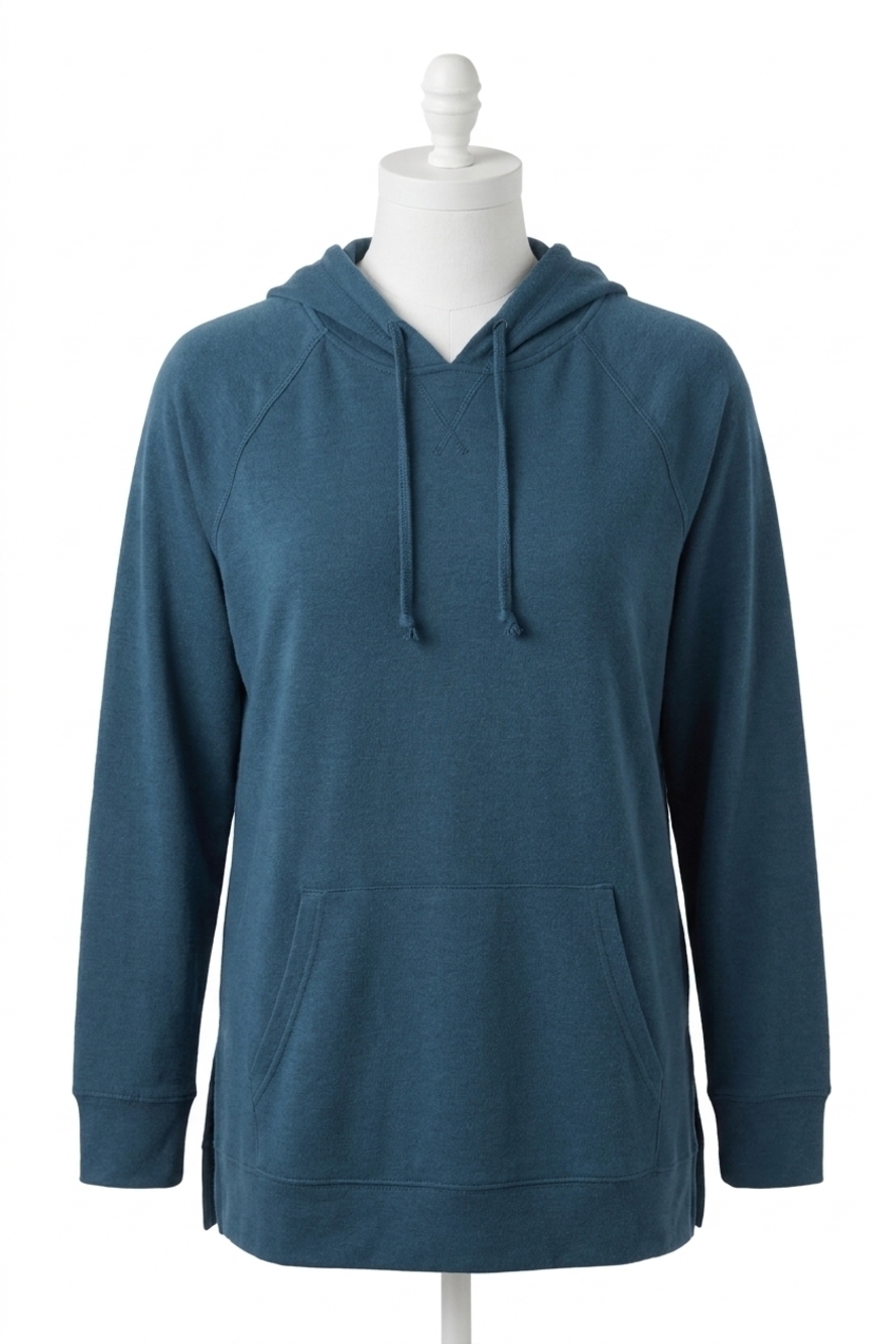 NEW AMPERSAND AVE side slit hoodie in teal